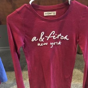 Long sleeve Abercrombie maroon top with embroidery